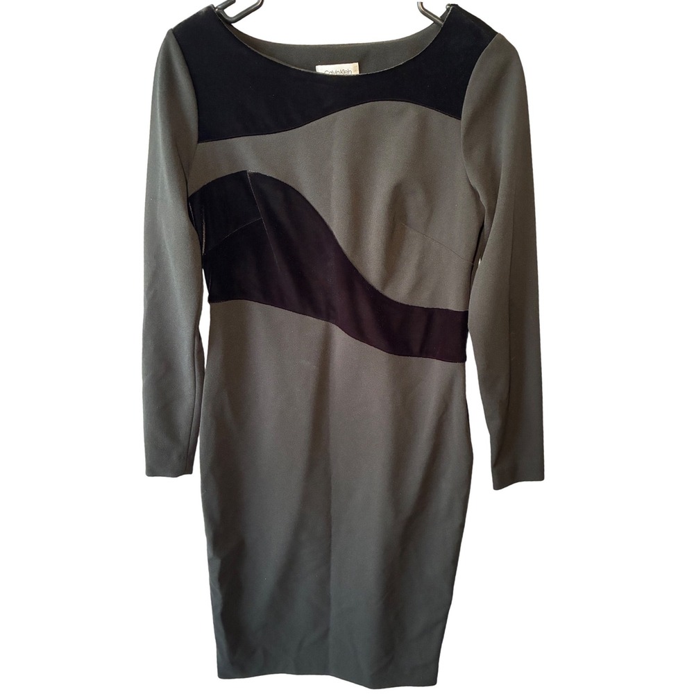 Calvin Klein Women's Long-Sleeve Velvet-Swirl Sheath Dress Size 6